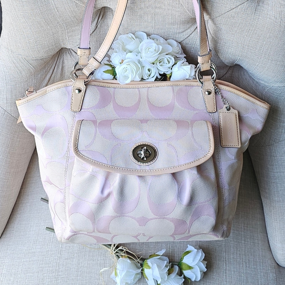 Vintage Coach Signature Leah Shoulder/Tote Bag (Pink) - Picture 3 of 16